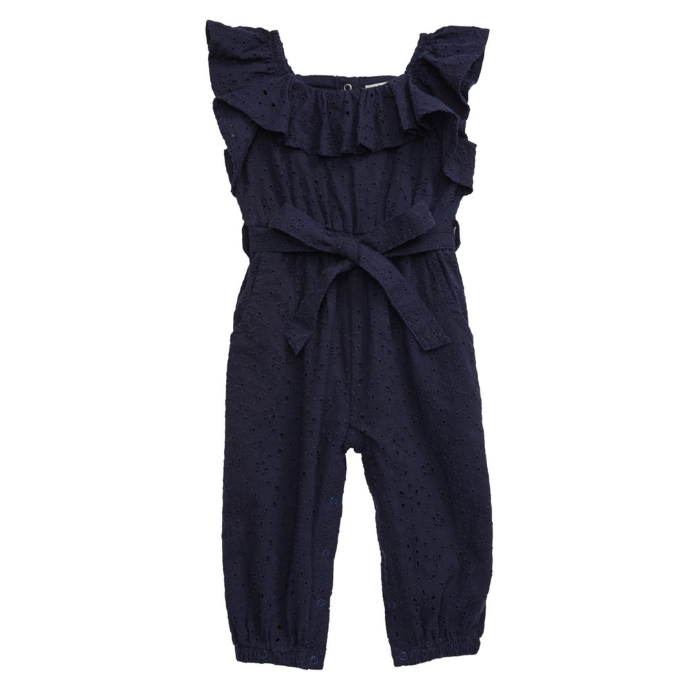 HABITUAL eyelet Ruffle Trim Jumpsuit 18month navy